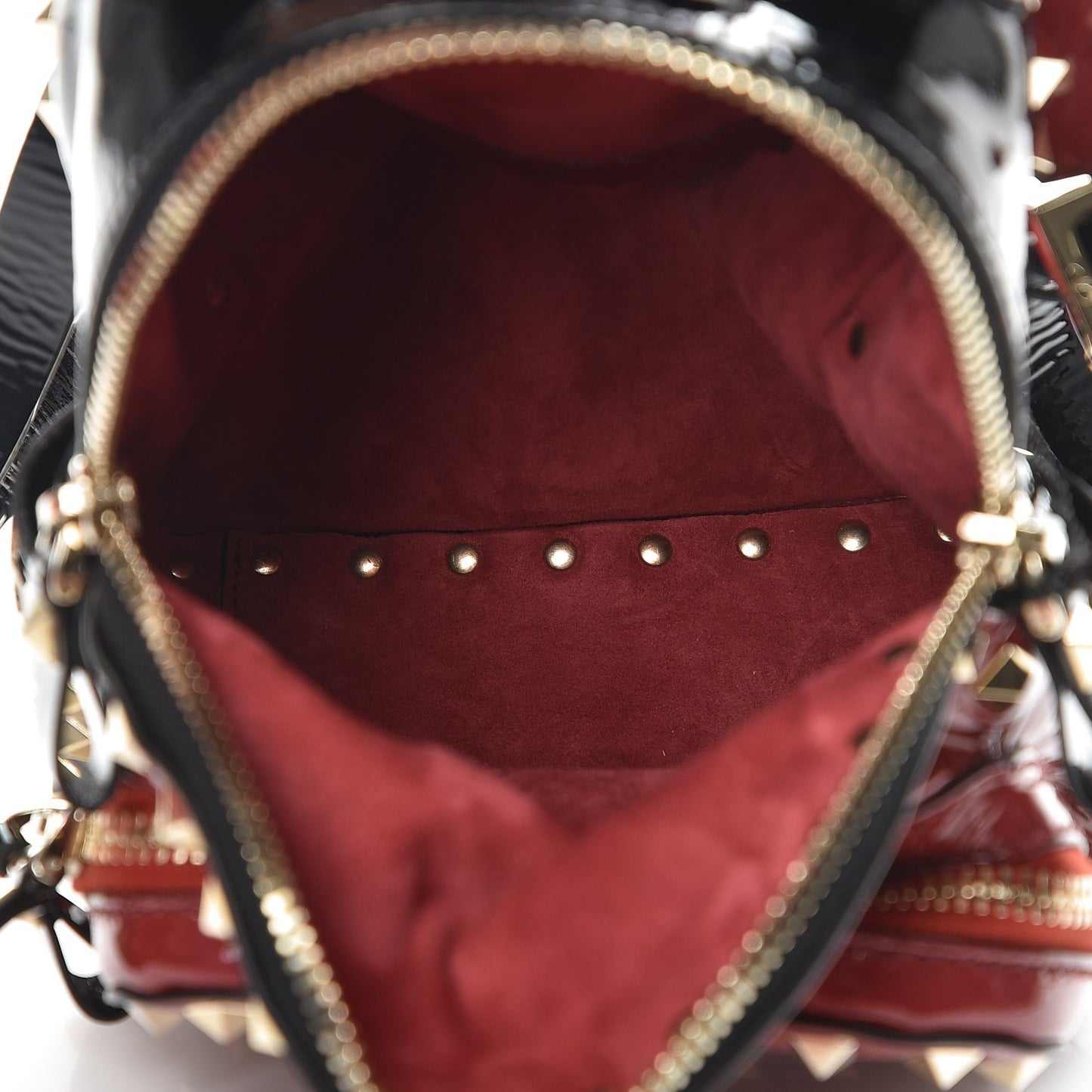 Patent Mini Rockstud Backpack Scarlet Black
