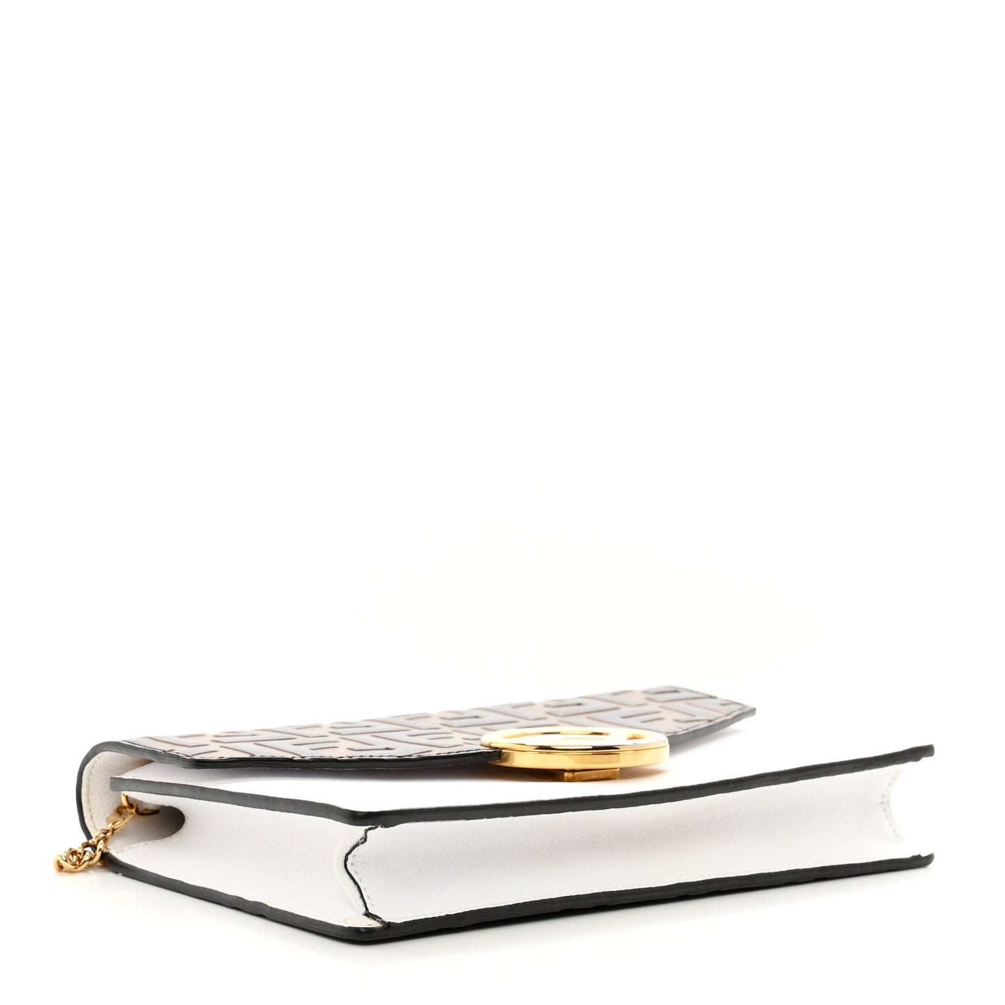 Vitello Cruise F is Fendi FF 1974 Embossed Medium Envelope Wallet On Chain Optical White Maya Black