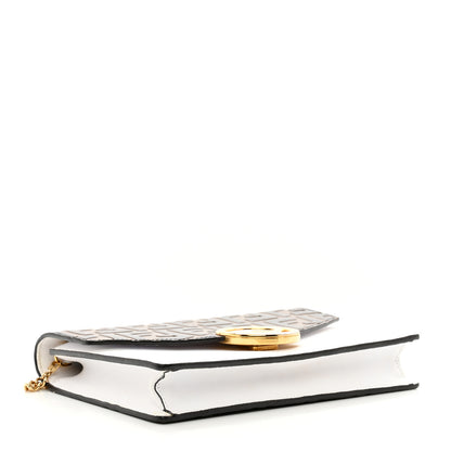 Fendi Vitello Cruise F is Fendi FF 1974 Embossed Medium Envelope Wallet On Chain Optical White Maya Black 4 of 11
