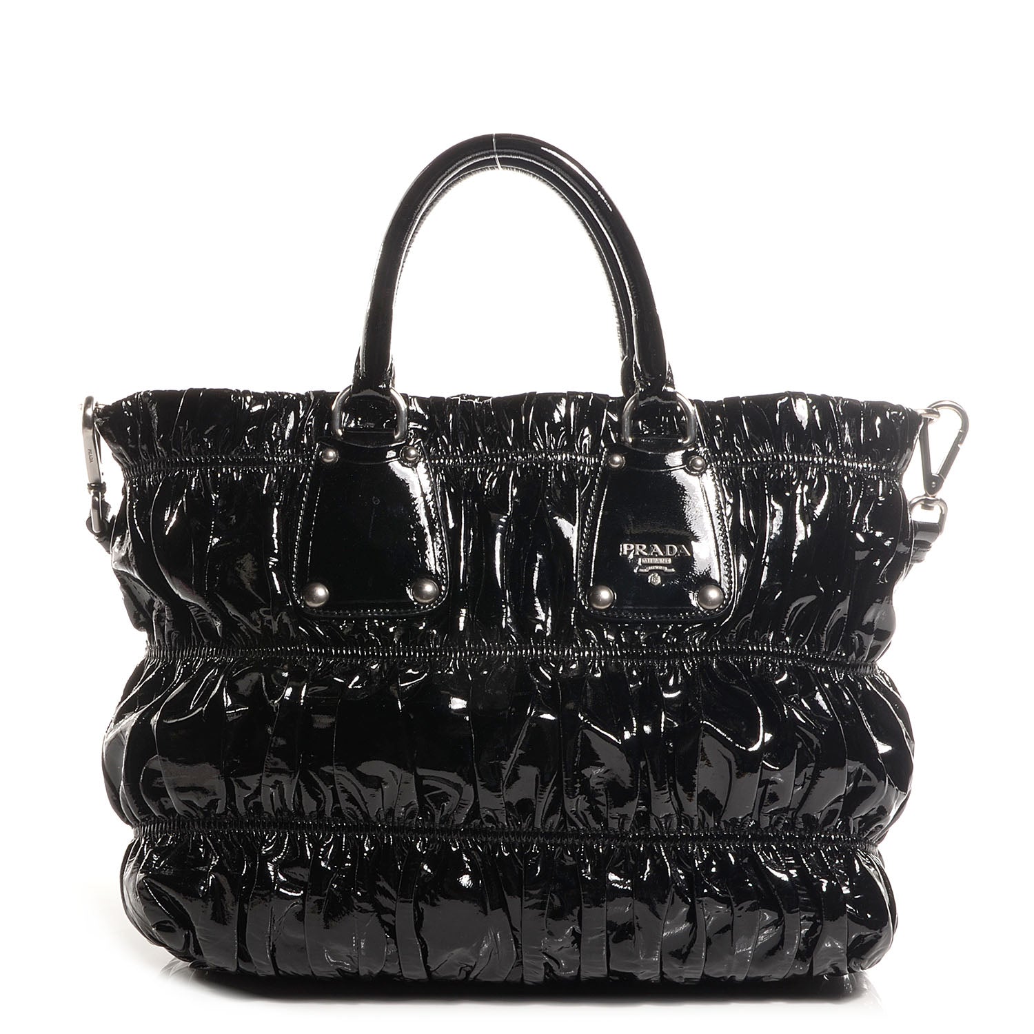 Prada Vernice Gaufre Tote Black 1 of 9