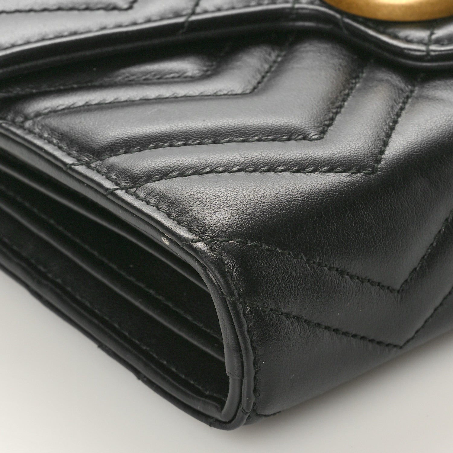 Gucci Calfskin Matelasse GG Marmont Chain Wallet Black 9 of 10