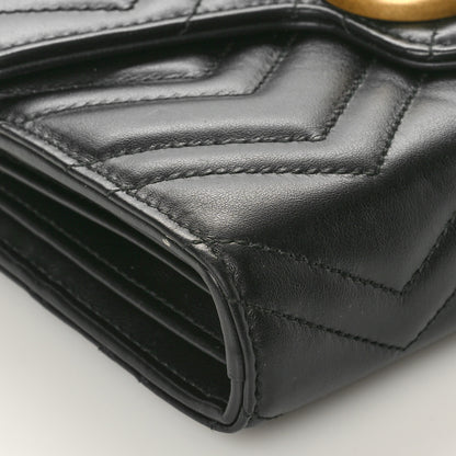 Gucci Calfskin Matelasse GG Marmont Chain Wallet Black 9 of 10