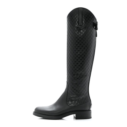 Gucci Microguccissima Knee High Riding Boots 37.5 Black 1 of 11