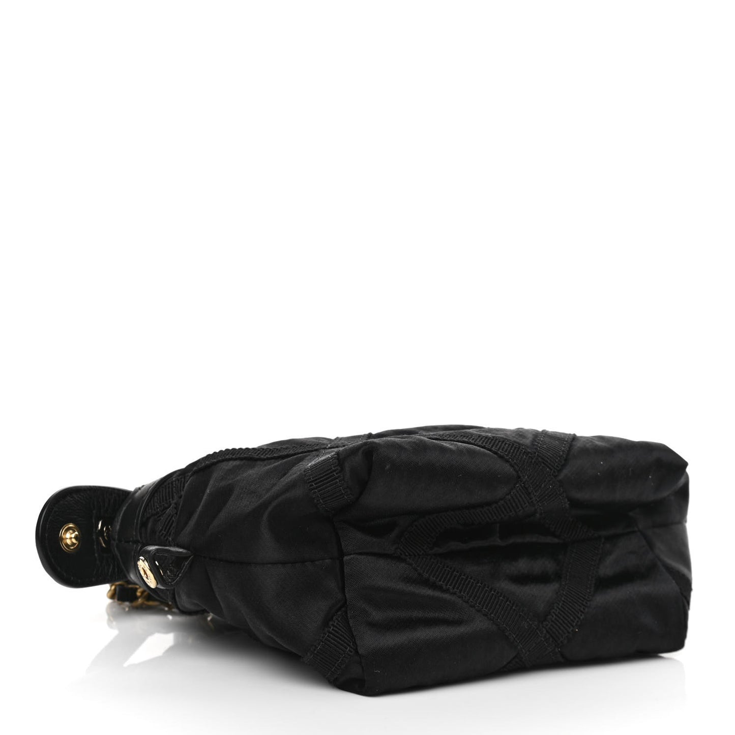 Nylon Grosgrain Quilted Lifestyle Clutch with Chain Black