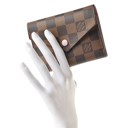 Louis Vuitton Damier Ebene Victorine Wallet Rose Ballerine 2 of 9