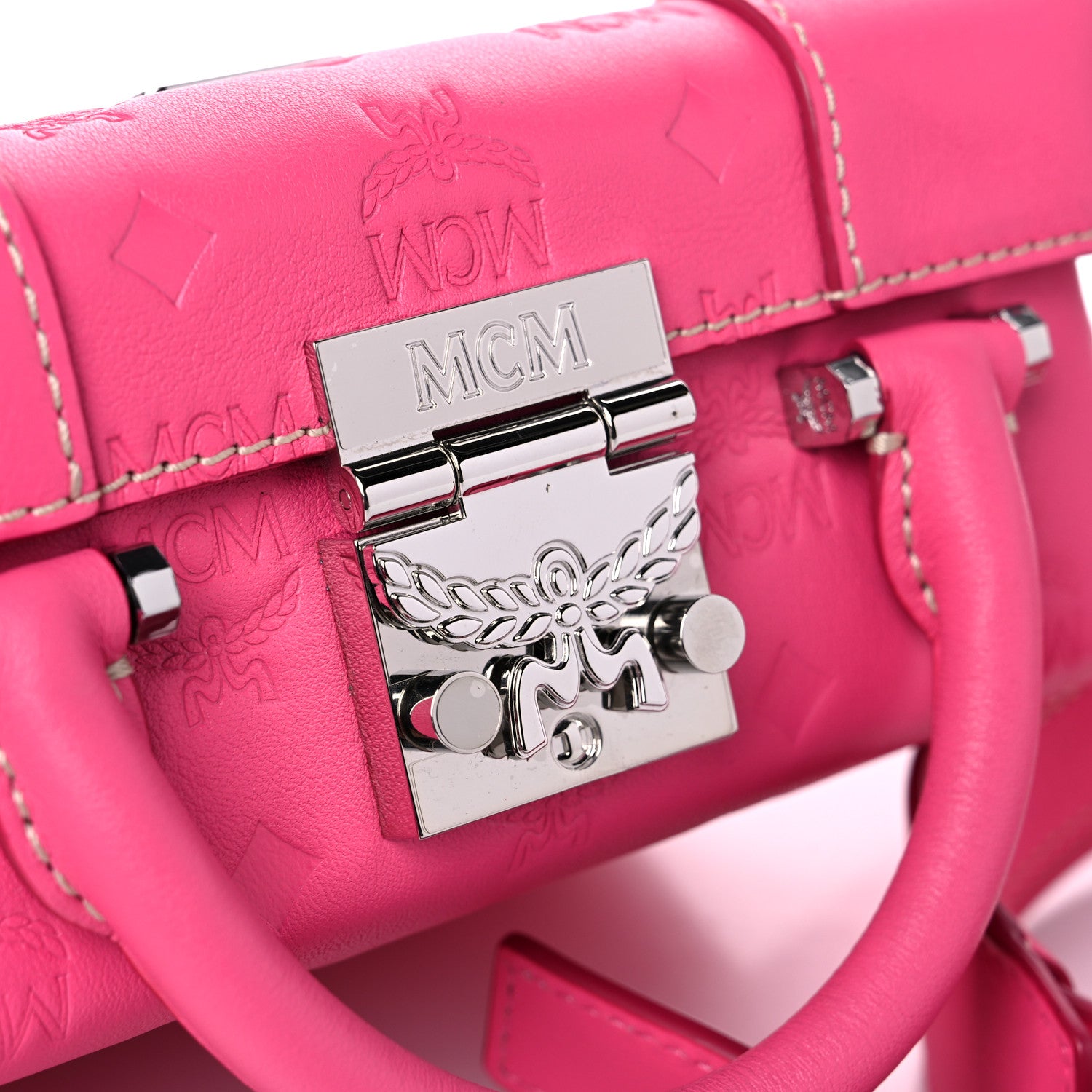MCM Calfskin Ottomar Monogram Small Berlin Crossbody Sugar Pink 10 of 10