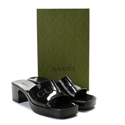 Gucci Rubber Gucci Logo Womens Platform 20/60mm Slide Sandals 41 Black 12 of 12