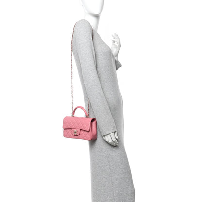 Chanel Lambskin Quilted Mini Top Handle Rectangular Flap Pink 2 of 11