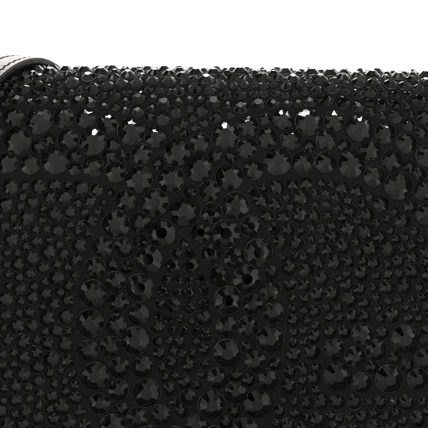 Satin Crystal DG Logo Flap Crossbody Bag Black