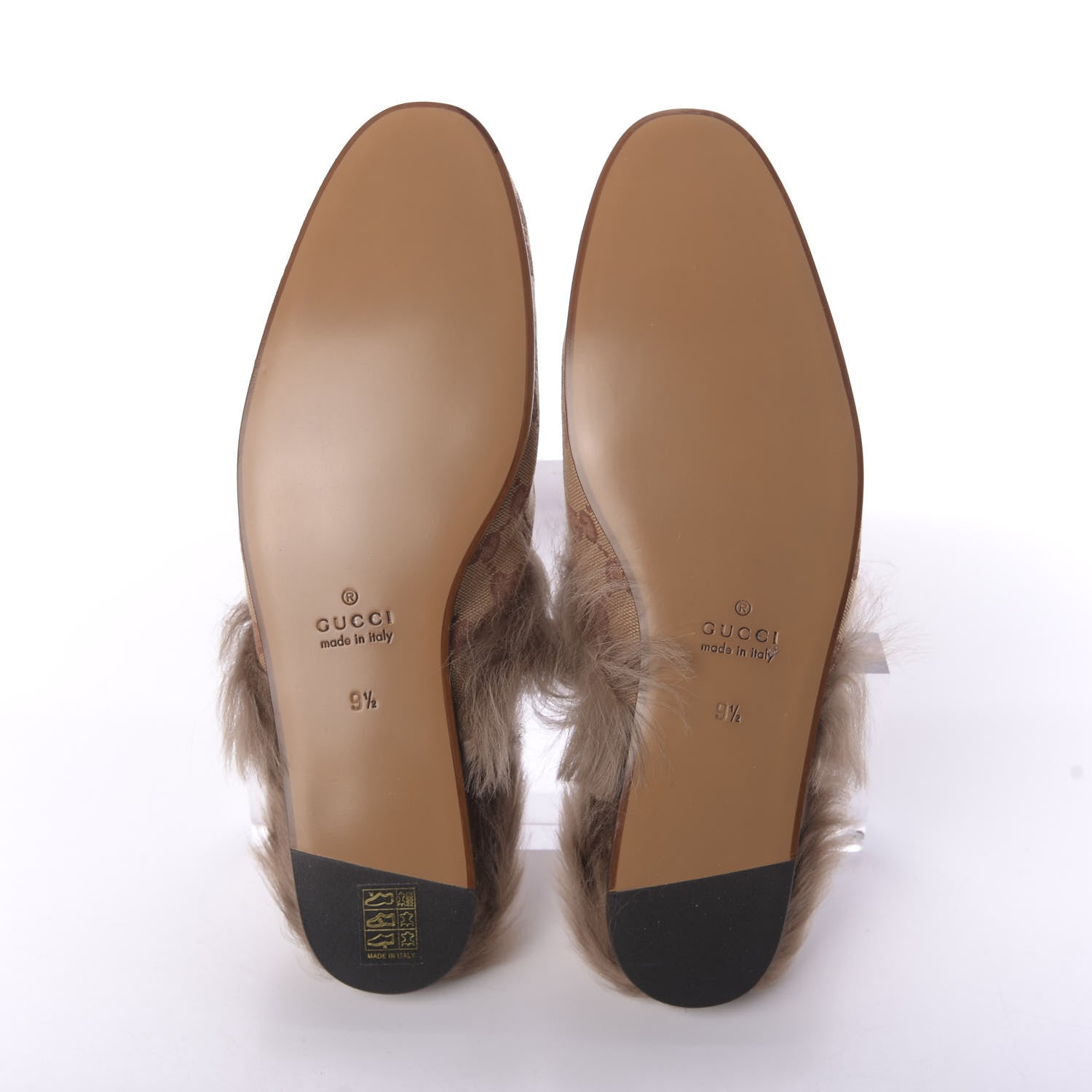Gucci GG Monogram Fur Mens Princetown Slippers 9.5 Beige Ruggine Rust 5 of 9
