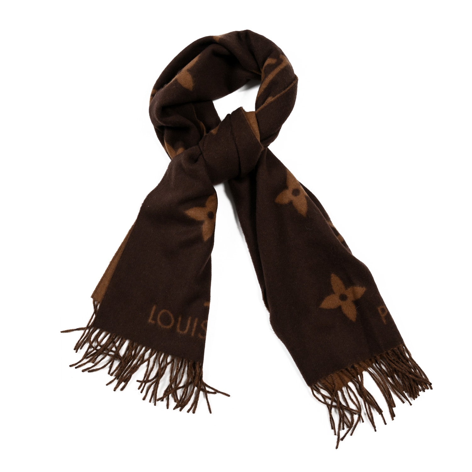 Louis Vuitton Cashmere Monogram Reykjavik Scarf Brown 1 of 3