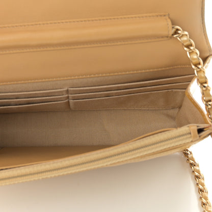 Chanel Metallic Patent Quilted Wallet On Chain WOC Gold 5 of 12