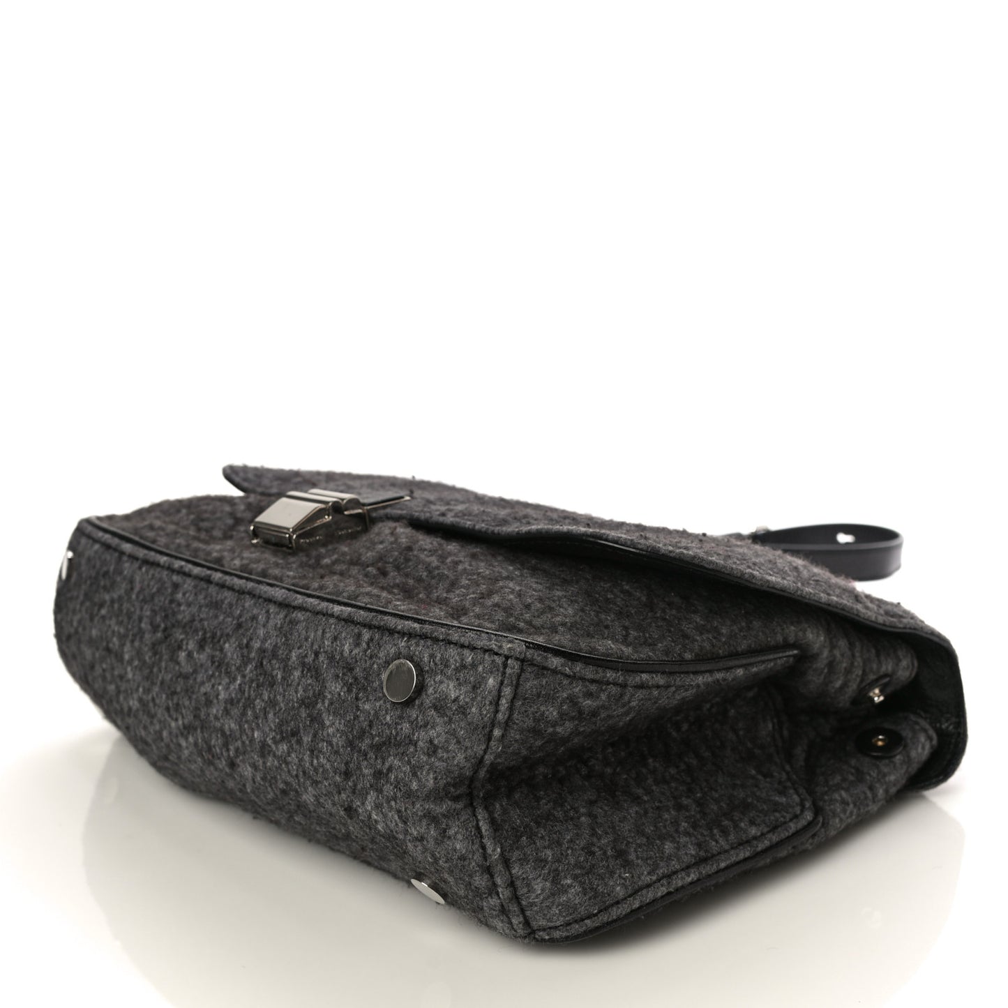 Melange Felted Wool Crossbody Bag Charcoal Black