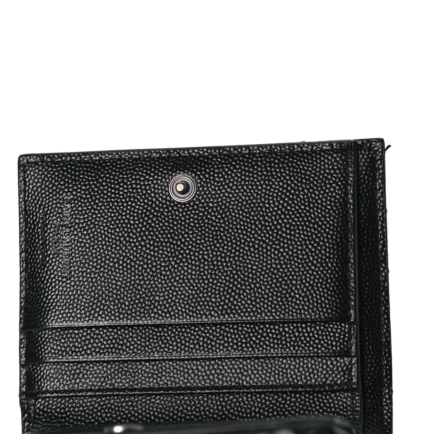 Saint Laurent Grain De Poudre Matelasse Chevron Monogram Zipped Card Case Black 13 of 13