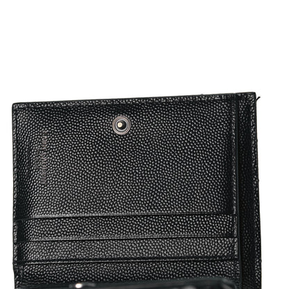 Saint Laurent Grain De Poudre Matelasse Chevron Monogram Zipped Card Case Black 13 of 13