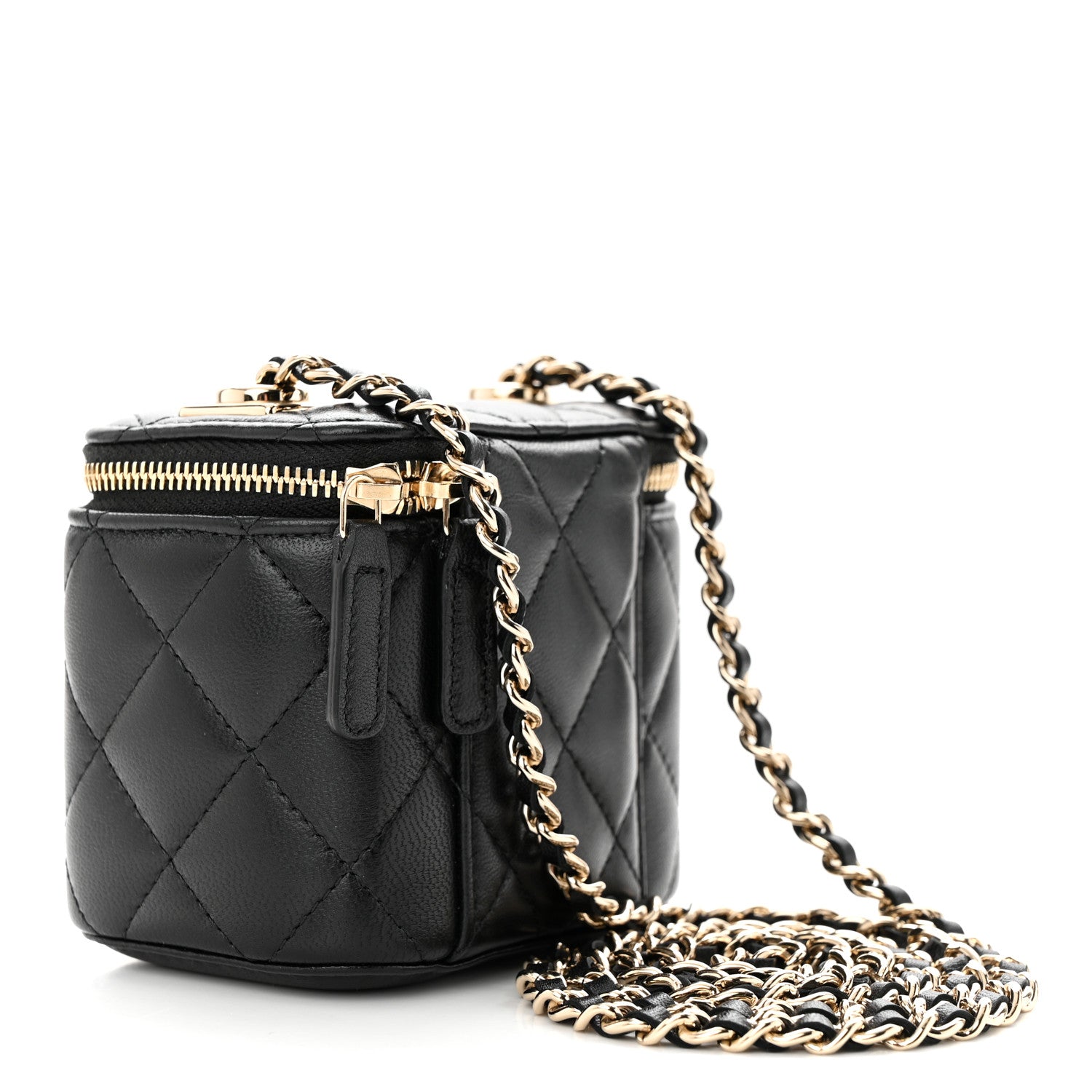 Chanel Lambskin Quilted Mini Vanity Case With Chain Black 3 of 10