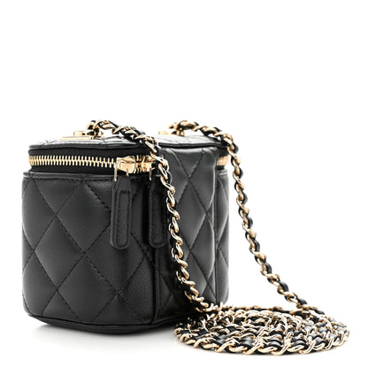 Chanel Lambskin Quilted Mini Vanity Case With Chain Black 3 of 10