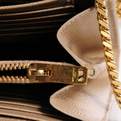 Saint Laurent Matelasse Chevron Monogram Chain Wallet Powder 8 of 9