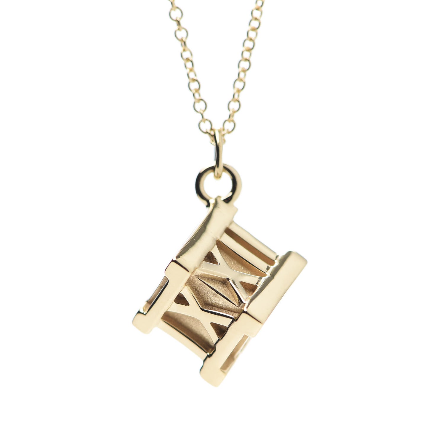 18K Yellow Gold Atlas Cube Pendant Necklace