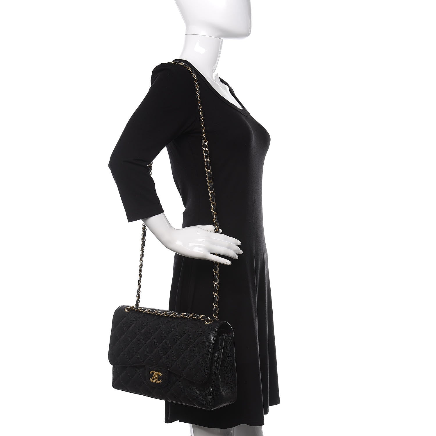 Chanel Caviar Quilted Jumbo Double Flap Black 2 of 10