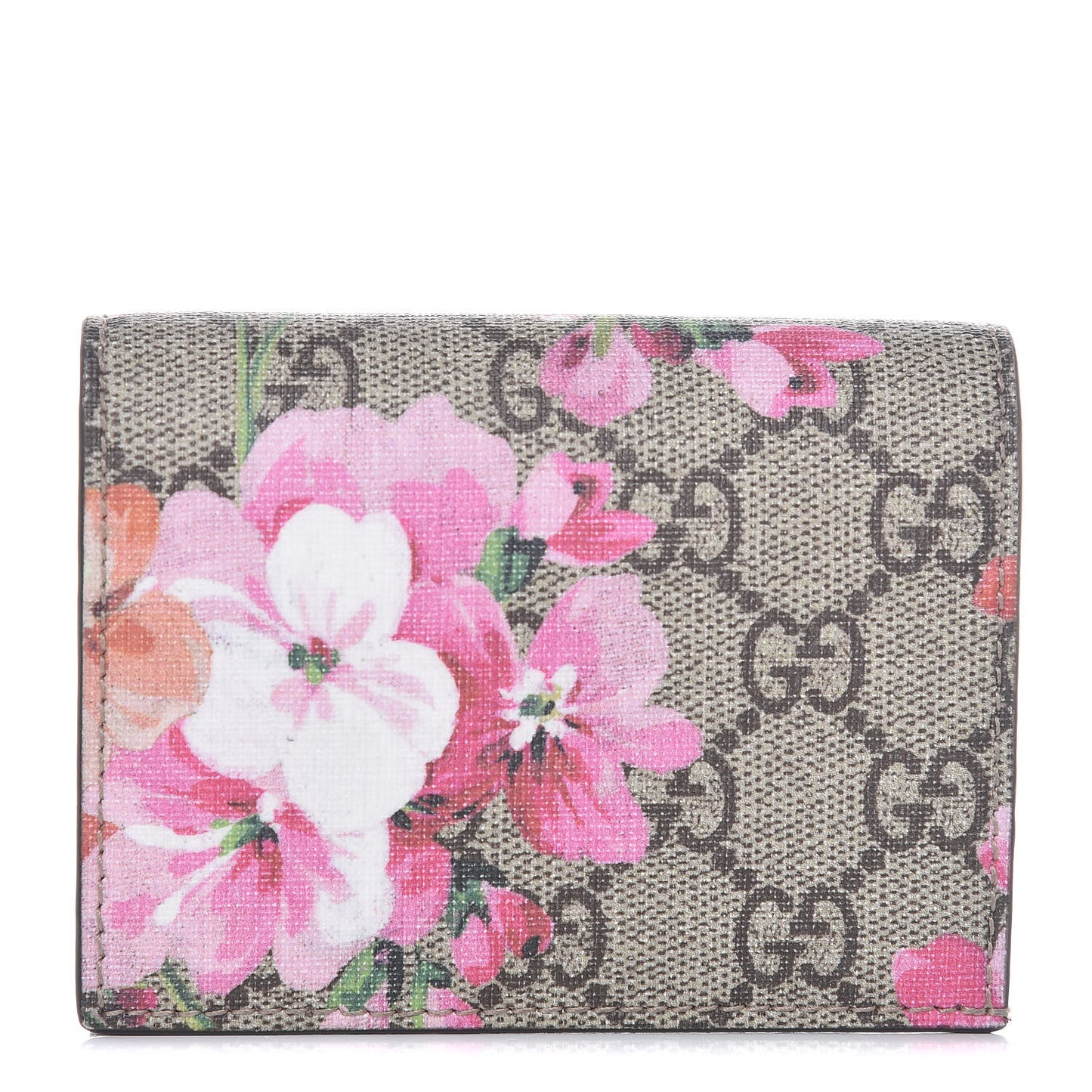 GG Supreme Monogram Blooms Card Case Wallet Beige Multicolor Dry Rose