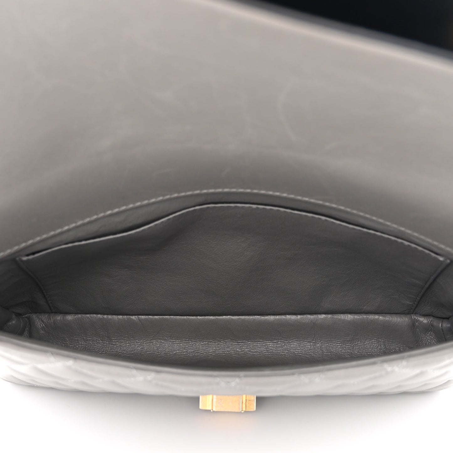 Lambskin Quilted Large CC Chic Flap Grey Dark Navy