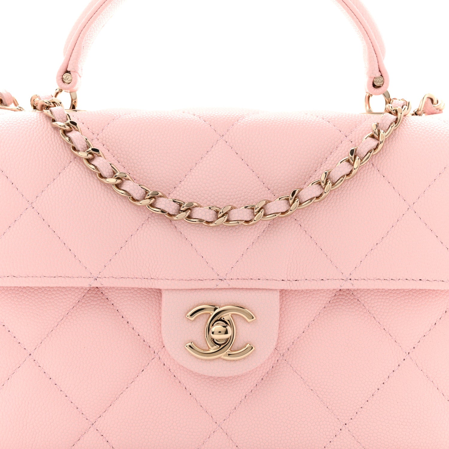Chanel Caviar Quilted Retro Mini Twist Top Handle Clutch Flap Light Pink 8 of 12