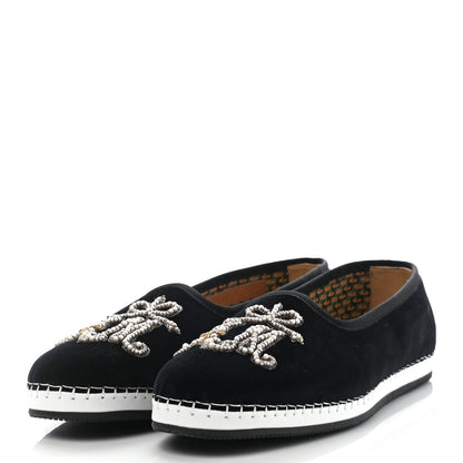 Gucci Velluto Marmara Pearl Embellished Mens Loafers 9 Black 3 of 12