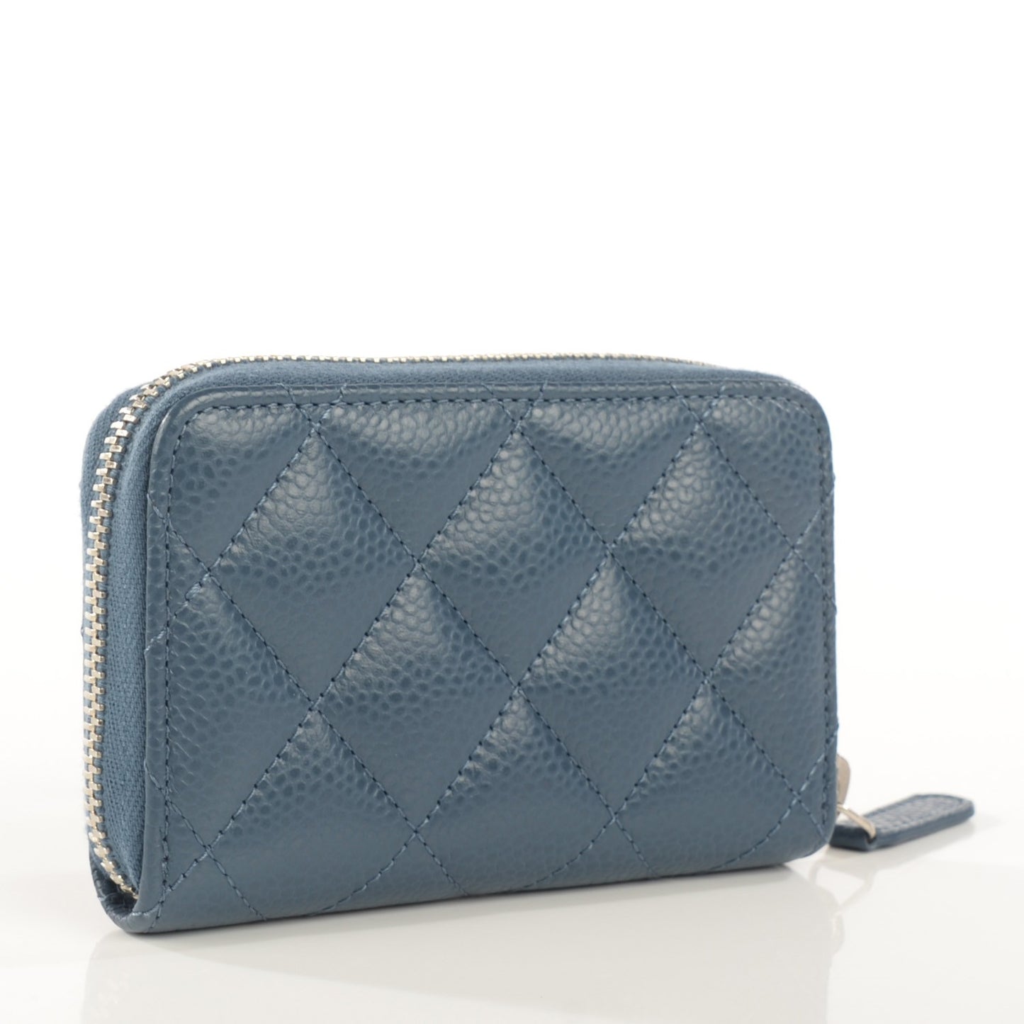 Caviar Quilted Zip Coin Purse Blue