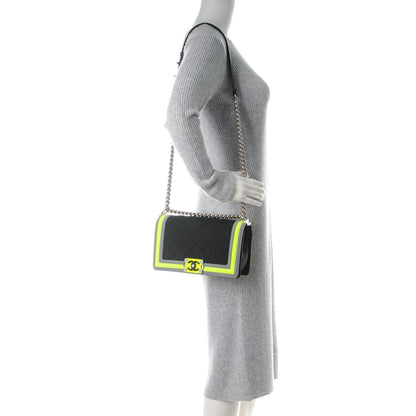 Chanel Canvas Quilted Medium Fluo Boy Flap Black Grey Yellow 2 of 11
