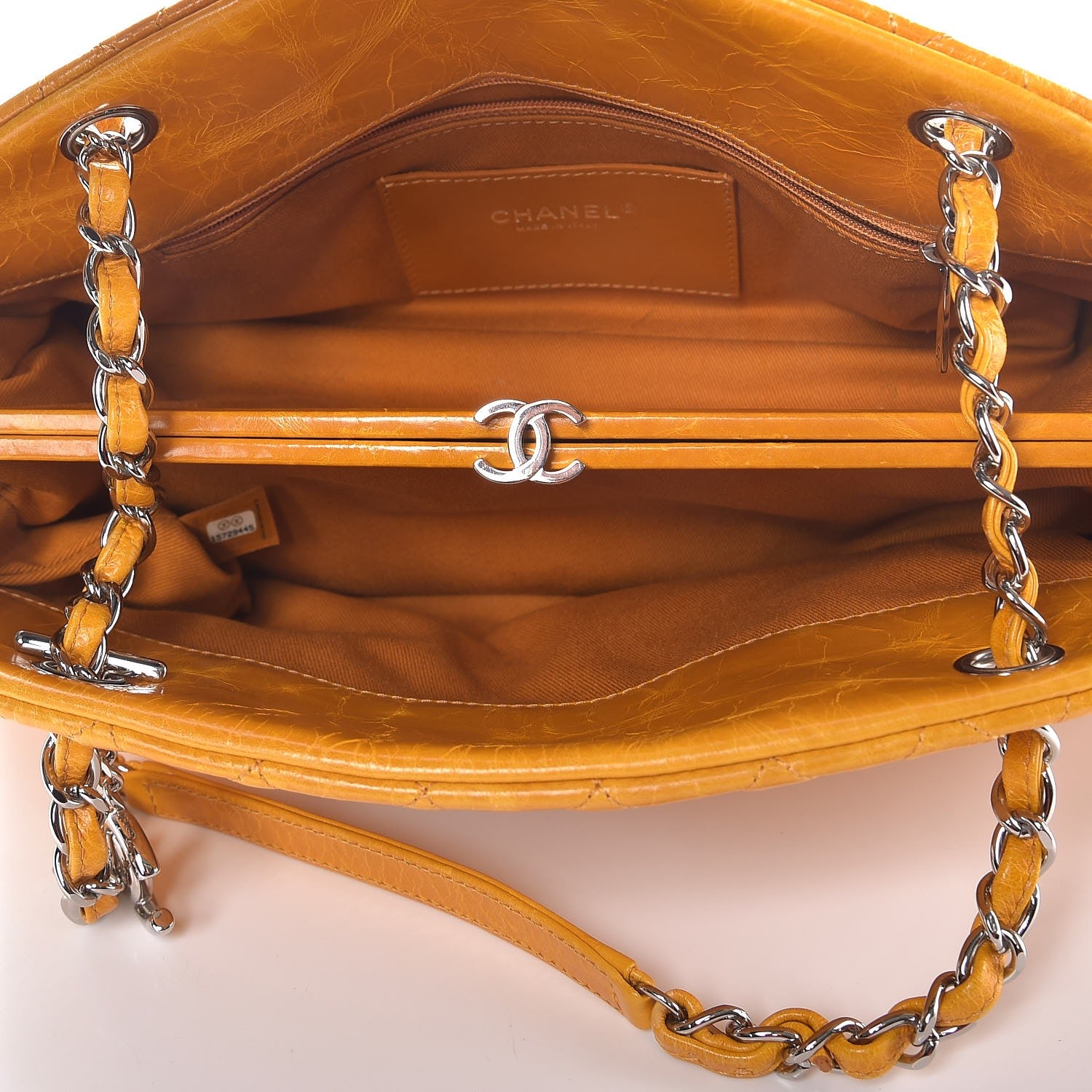 Chanel Glazed Calfskin Quilted Medium Just Mademoiselle Bowling Bag Dark Orange 5 of 13