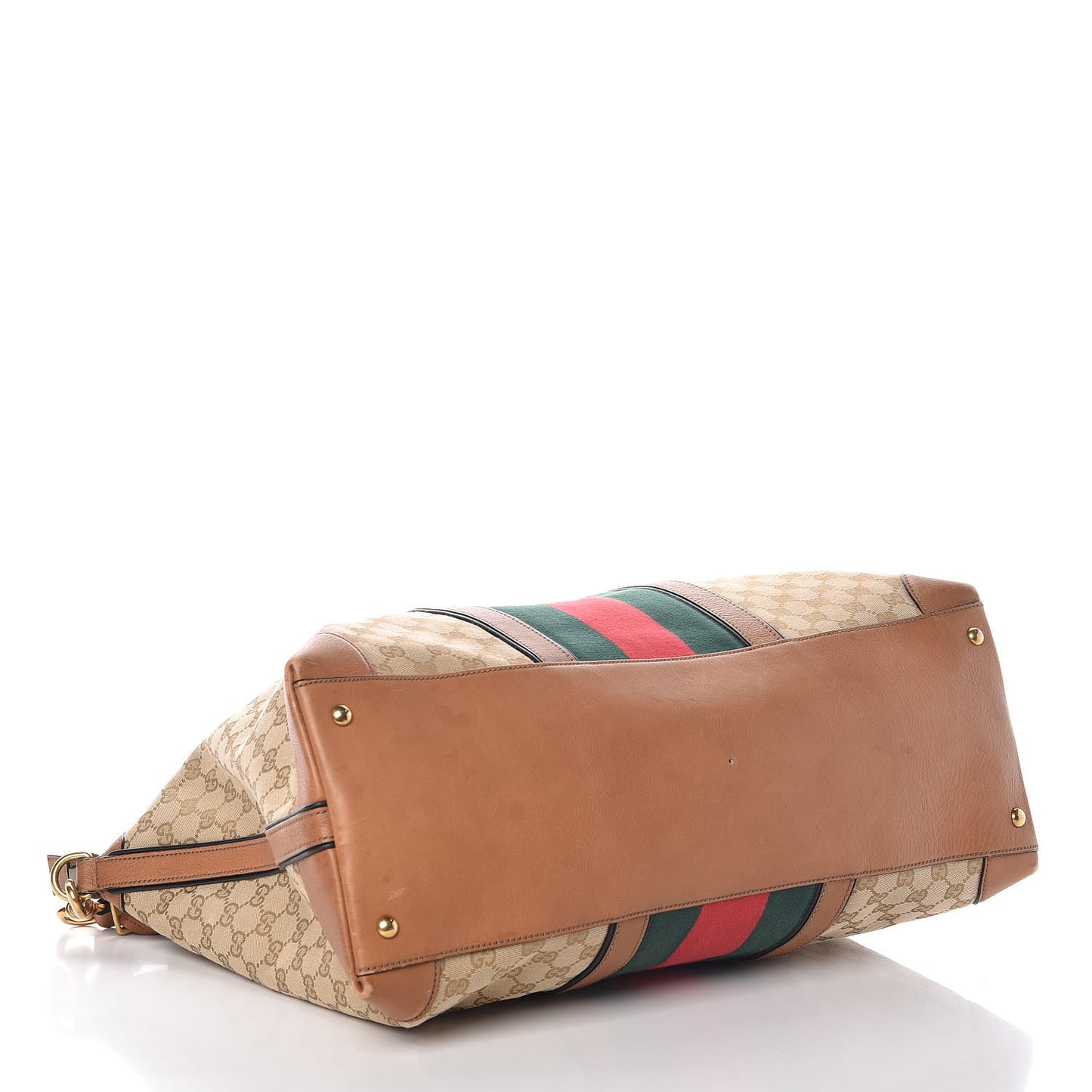 GG Monogram Web Large Rania Top Handle Bag Sand