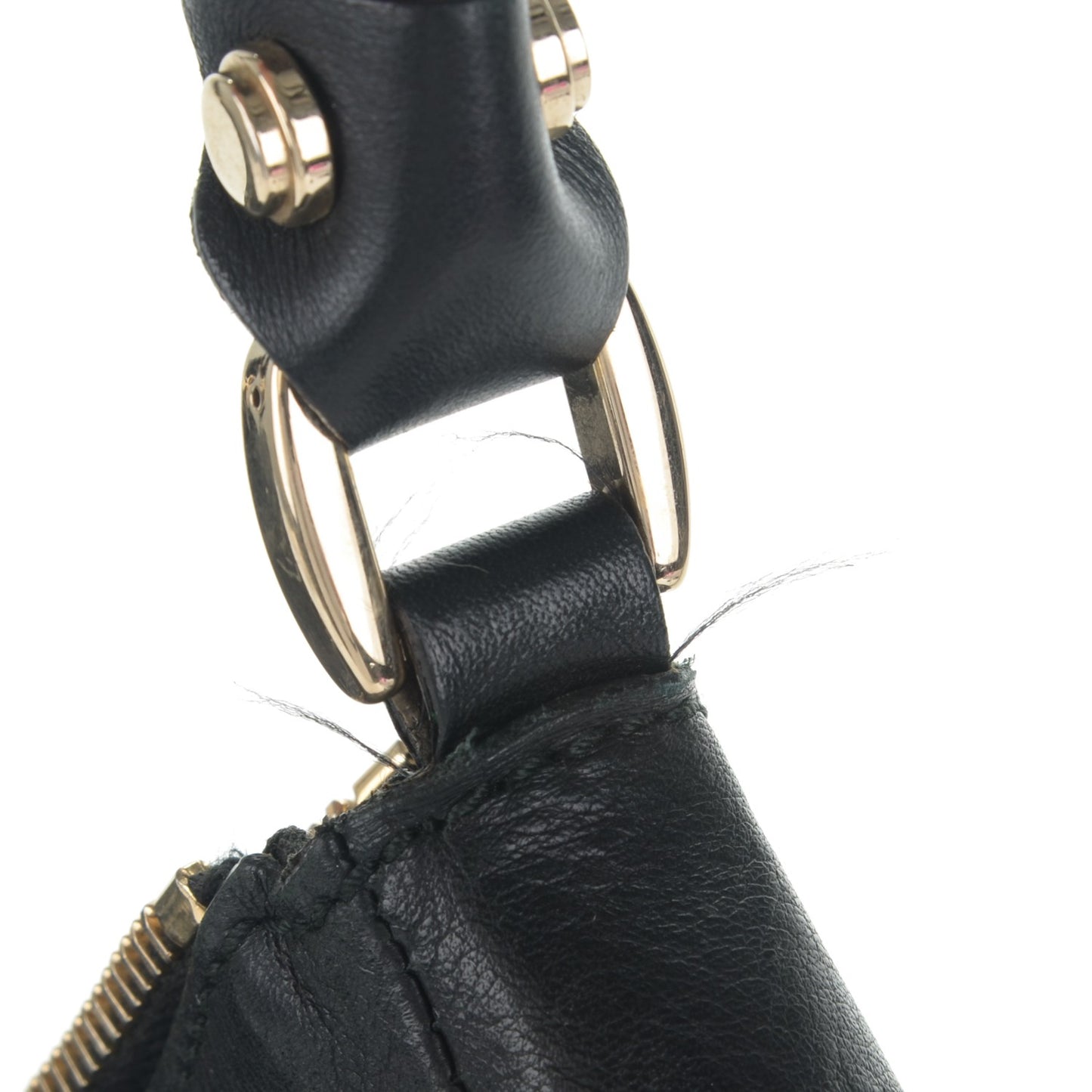 Monogram Medium D Gold Ring Hobo Black