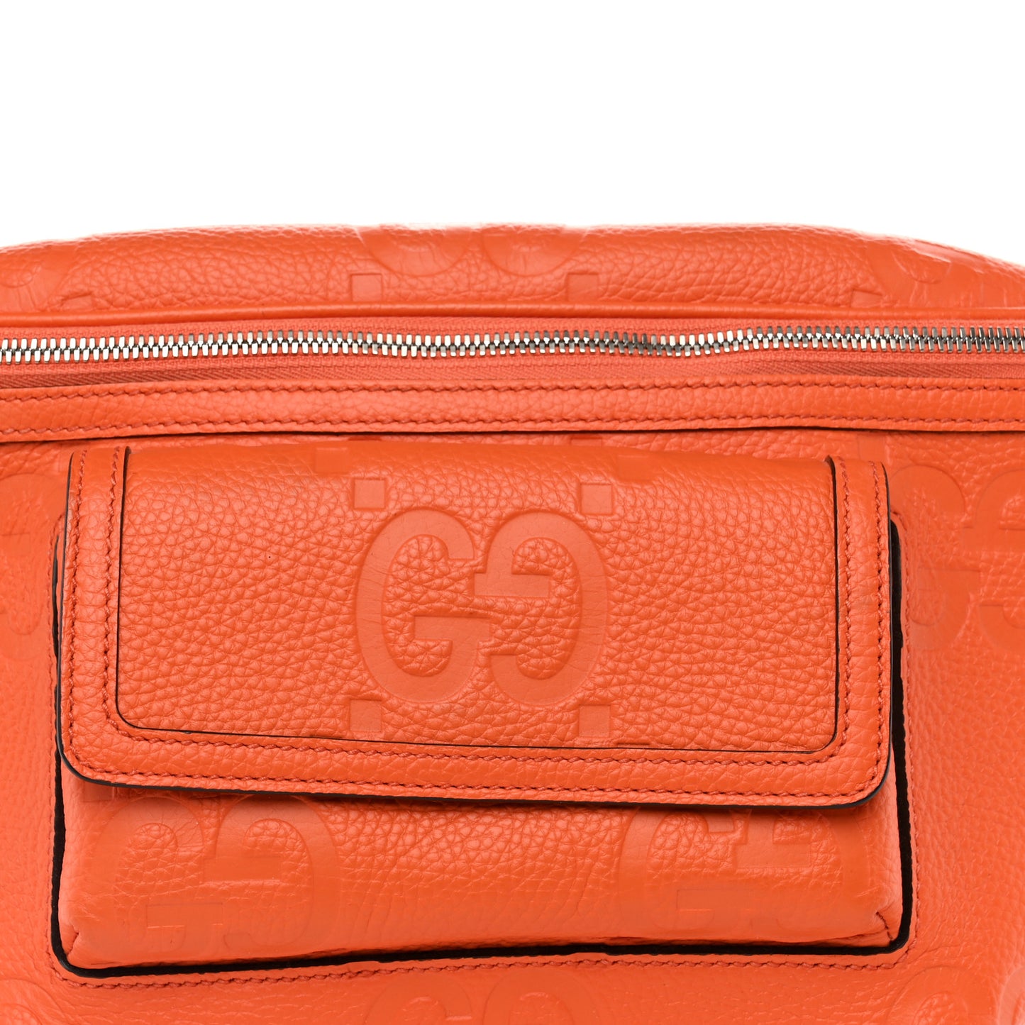 Piuma Calfskin Jumbo GG Embossed Pocket Belt Bag Good Orange