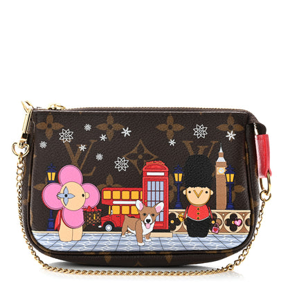 Louis Vuitton Monogram 2021 Christmas Animation London Mini Pochette Accessories Red 1 of 7