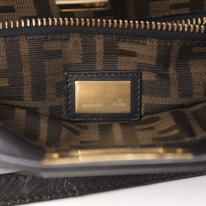 Fendi Goatskin Zucca Medium Peekaboo Iconic Satchel Black Tobacco 7 of 10