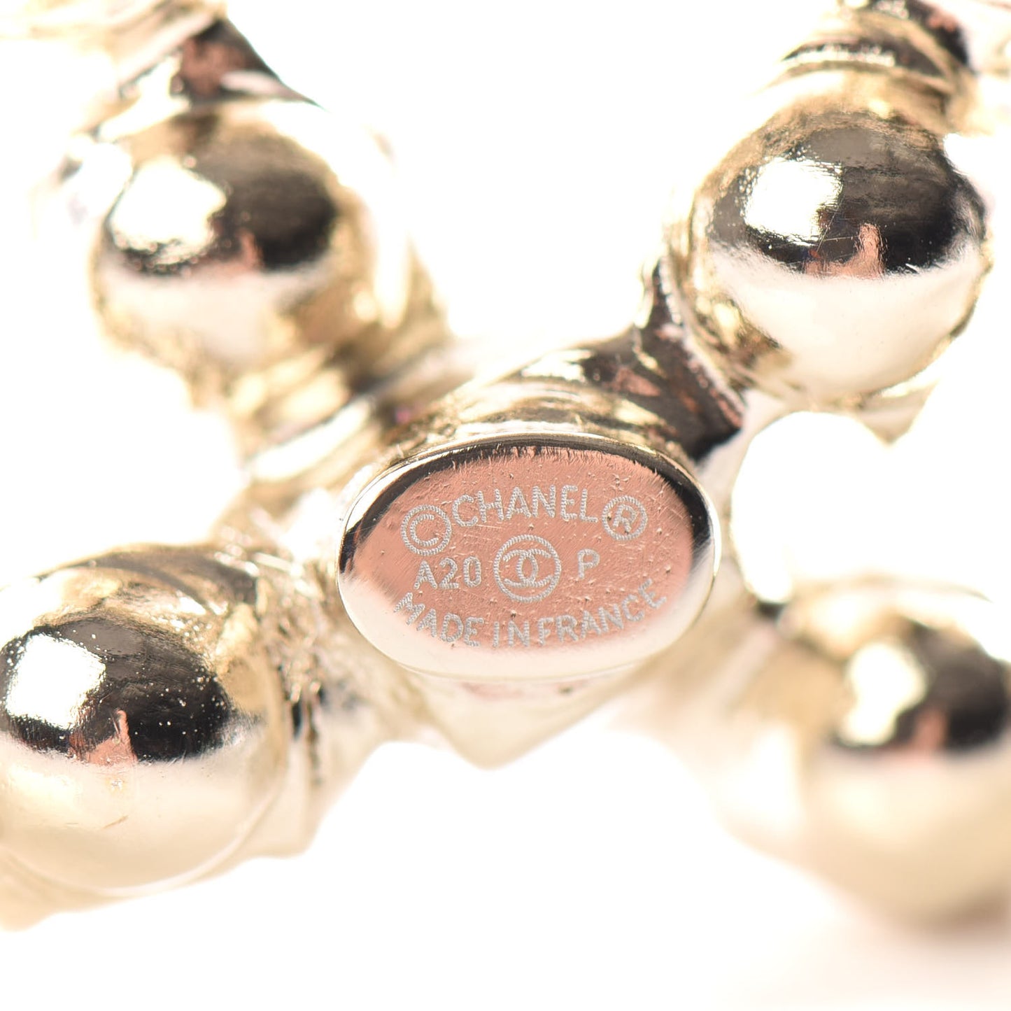 Crystal Coco's Pearls CC Brooch Light Gold
