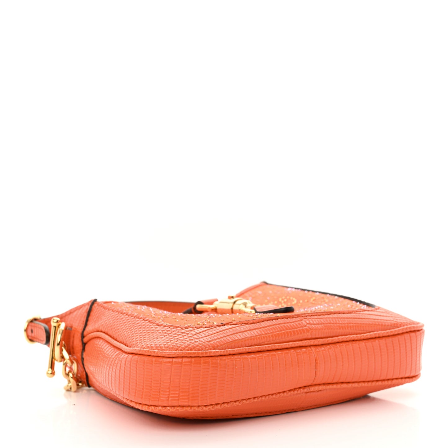 Canvas Lizard Crystal GG Monogram Mini Jackie 1961 Orange