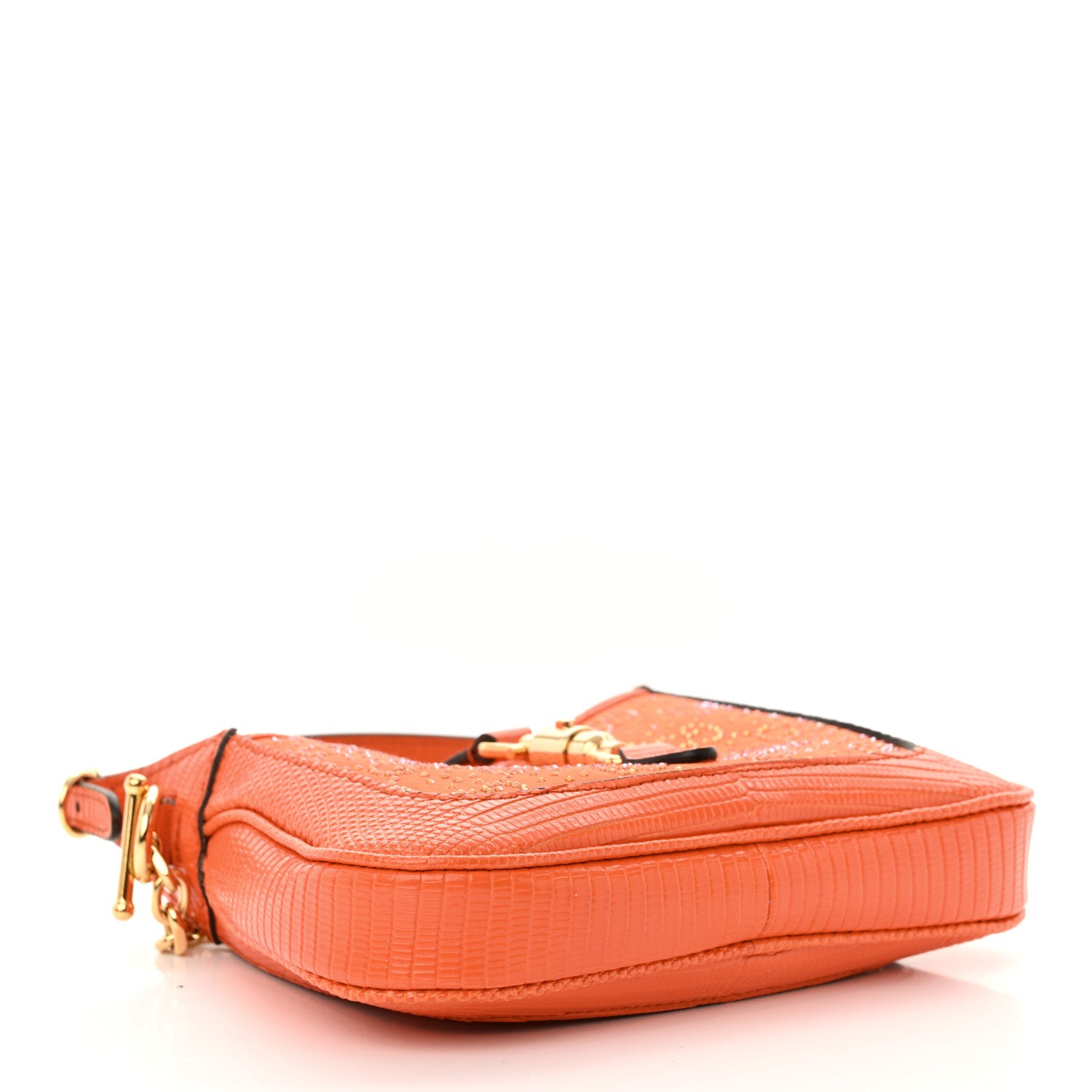 Gucci Canvas Lizard Crystal GG Monogram Mini Jackie 1961 Orange 4 of 10