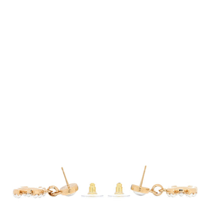 Chanel Metal Crystal Pearl CC Pendant Earrings Gold 3 of 5