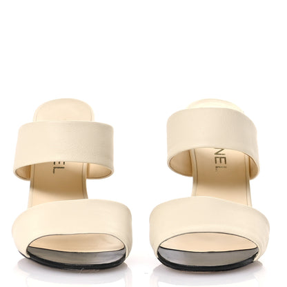 Chanel Lambskin Pearl Sandal Mules 37.5 Ivory 3 of 10