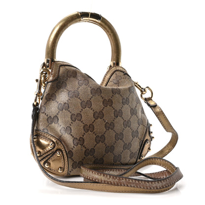 Gucci Monogram Mini Indy Top Handle Bag Metallic Gold 3 of 10