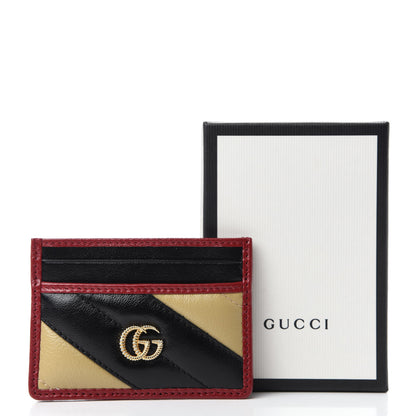 Gucci Azalea Calfskin Matelasse Diagonal Patchwork Torchon GG Marmont Card Case Black Beige Romantic Cerise 7 of 7