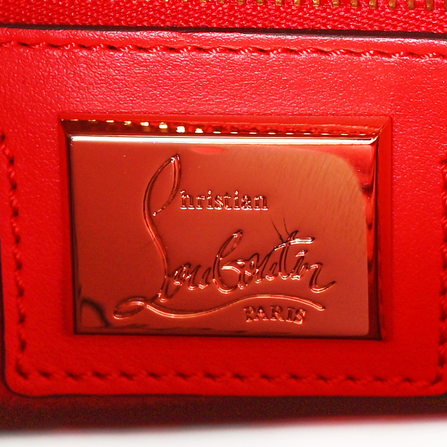 Christian Louboutin Suede Grained Calfskin Studded Small Eloise Tote Red 6 of 10