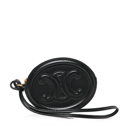 Celine Smooth Calfskin Triomphe Oval Wallet Black 1 of 6