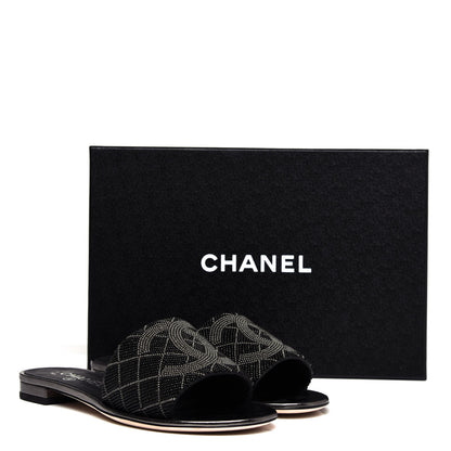 Chanel Pearl Embroidery CC Mules 38.5 Black 11 of 11