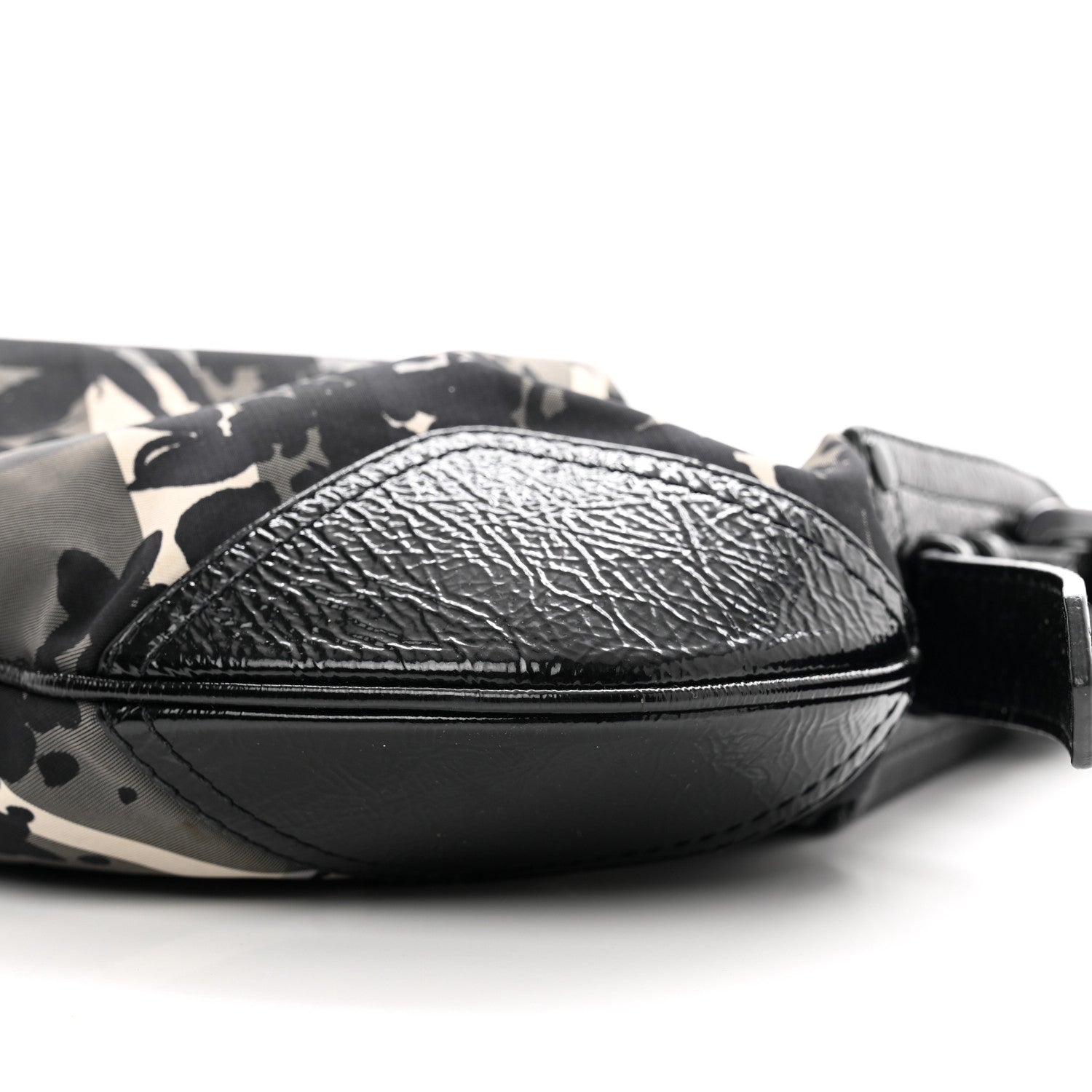 Burberry Patent Nylon Beat Check Floral Print Hobo Black 9 of 12