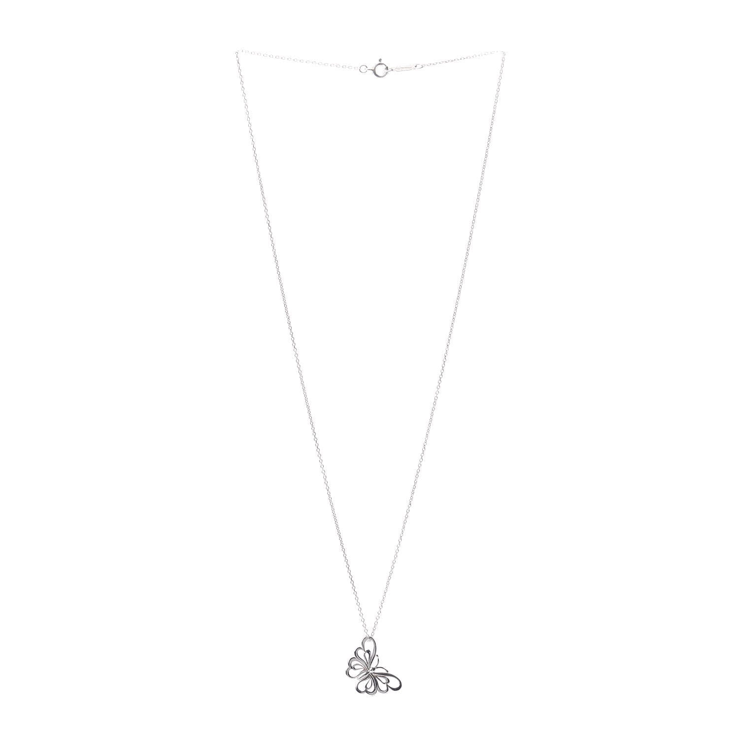 Tiffany Sterling Silver Stencil Butterfly Pendant Necklace 3 of 4