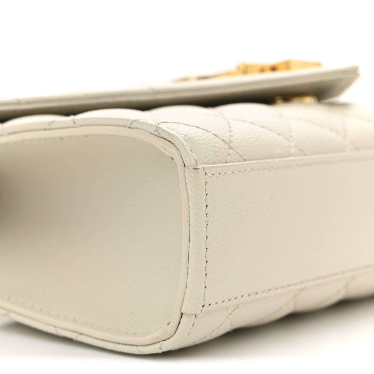 Grain De Poudre Textured Mixed Matelasse Triquilt Small Monogram Satchel Crema Soft