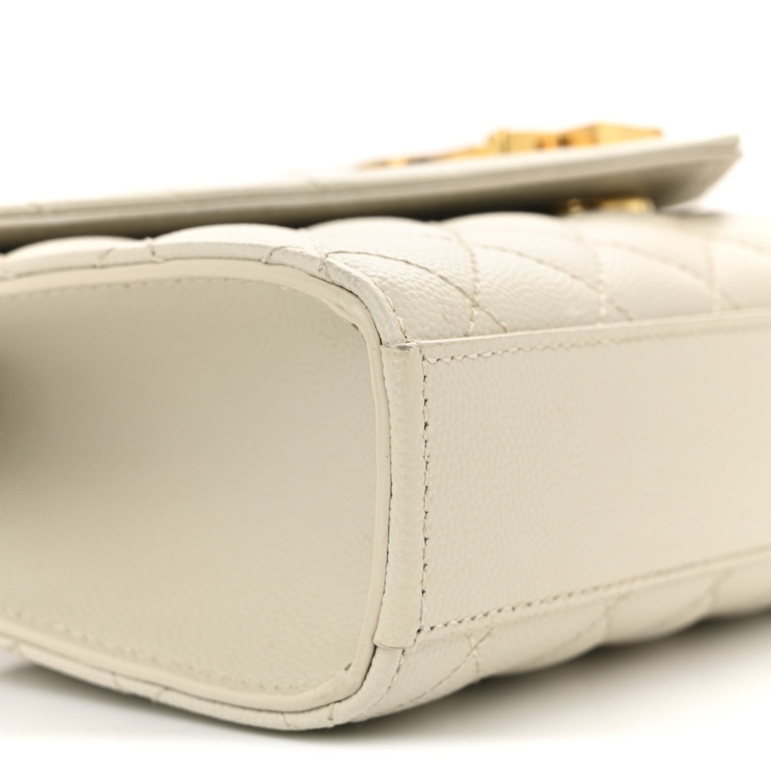 Saint Laurent Grain De Poudre Textured Mixed Matelasse Triquilt Small Monogram Satchel Crema Soft 9 of 11